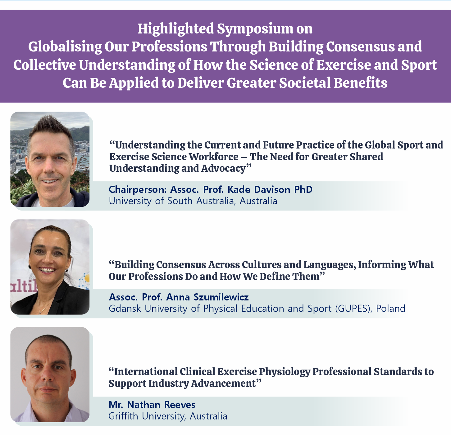 Highlighted Symposium on Globalising Our Professions Through Building Consensus and Collective Understanding of How the Science of Exercise and Sport Can Be Applied to Deliver Greater Societal Benefits