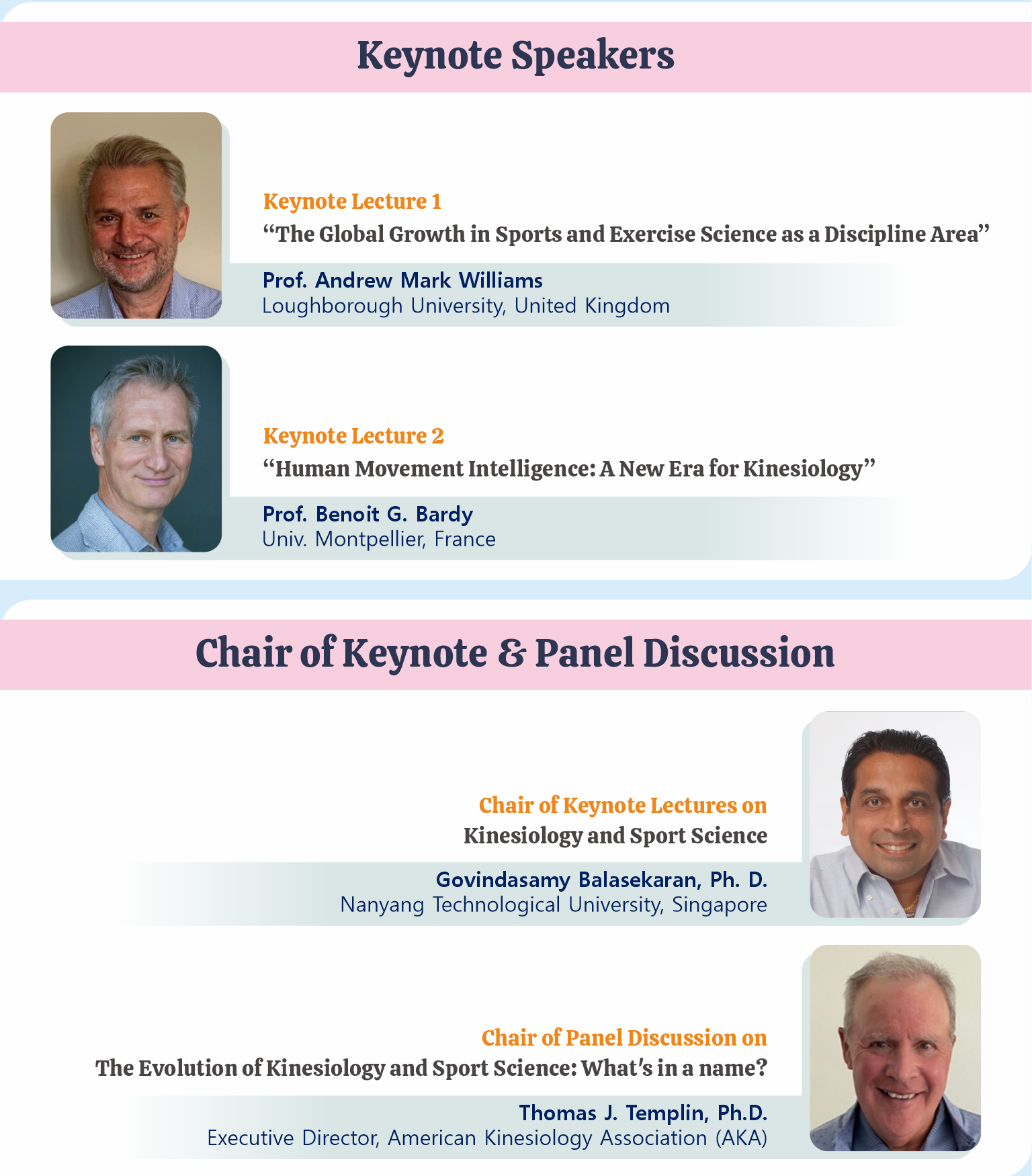 Keynote Speakers && Chair of Keynote & Panel Discussion
