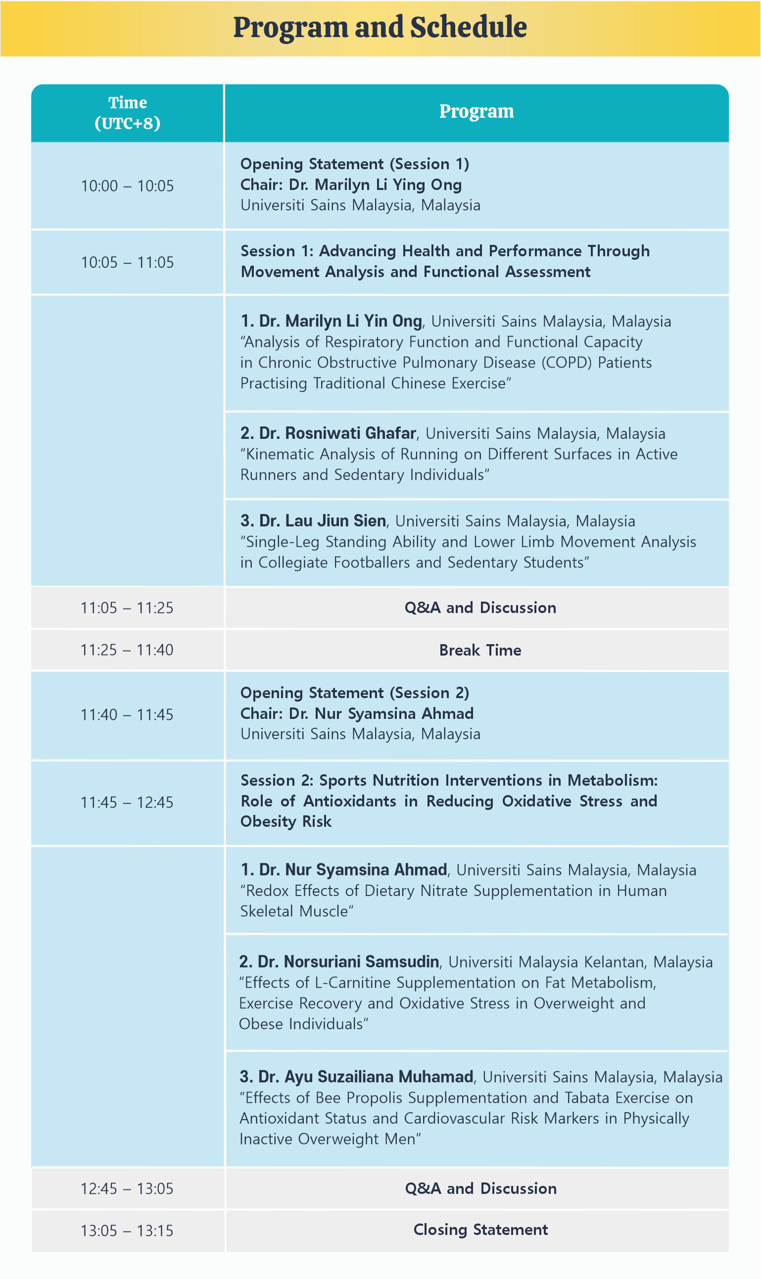 Program and Schedule